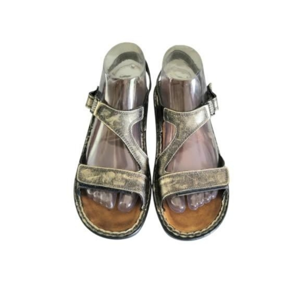 39 NAOT Faso Leather Metallic Metal Slingback Open Toe Sandal Shoe Women 8 8.5 - Picture 3 of 16